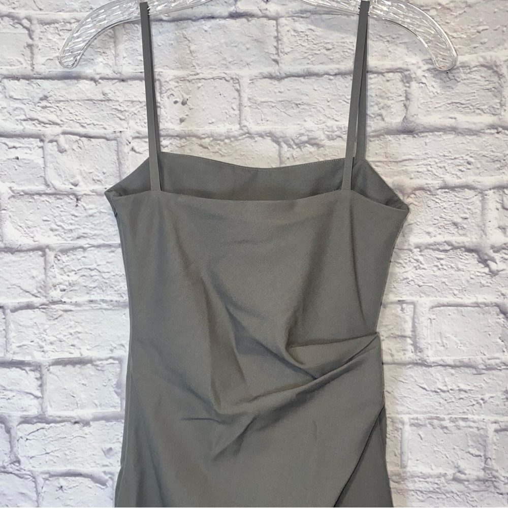 Zara. Grey Ruched Maxi Dress. NWT. Classic Silhouette. Size XS. - Picture 12 of 15